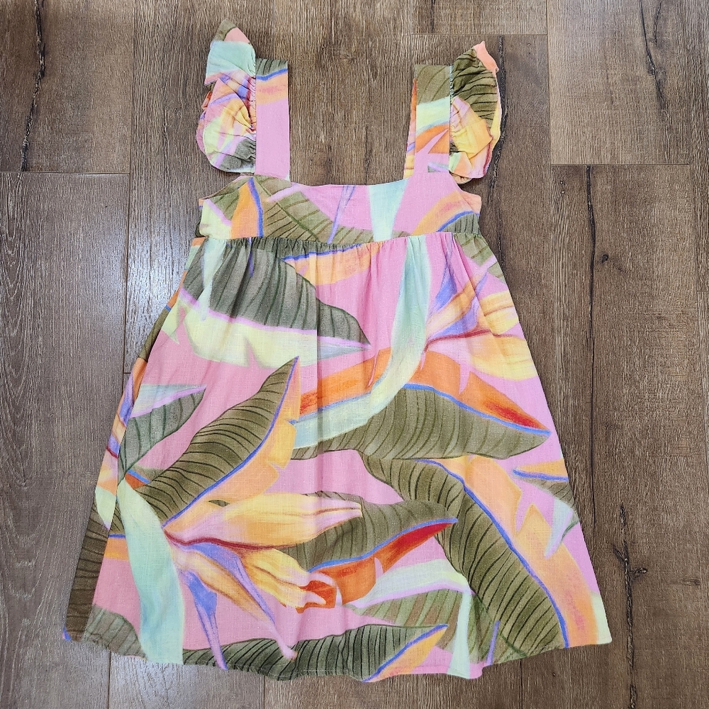 Kourt Zaccai Tropical Ruffle Mini Dress XS vacationcore Summer Festival Resort